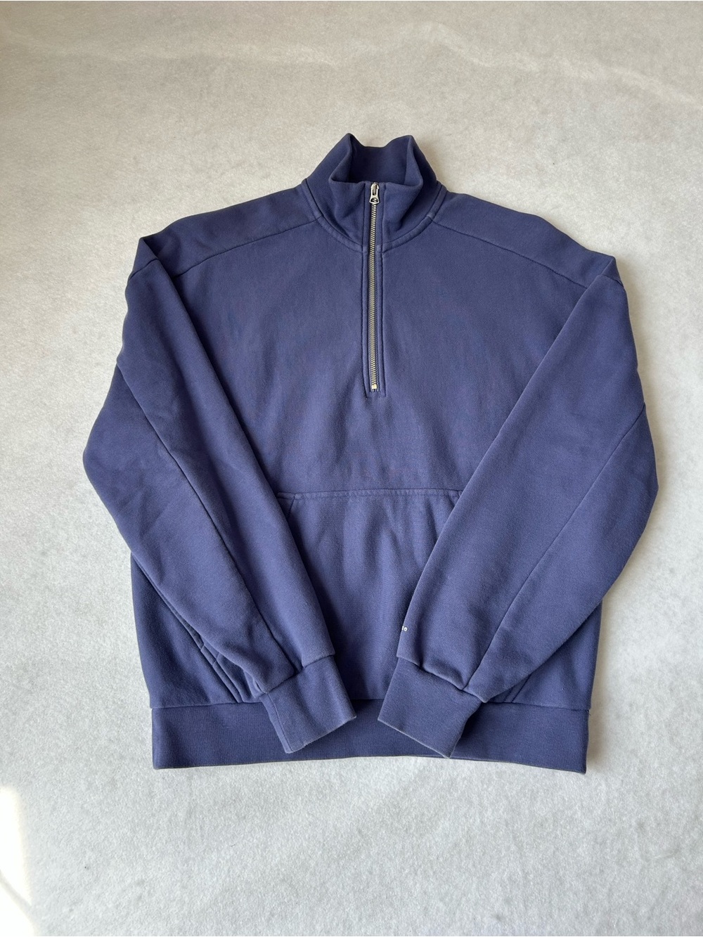 Rag & Bone Organic Cotton Quarter Zip Sweatshirt Blue Small